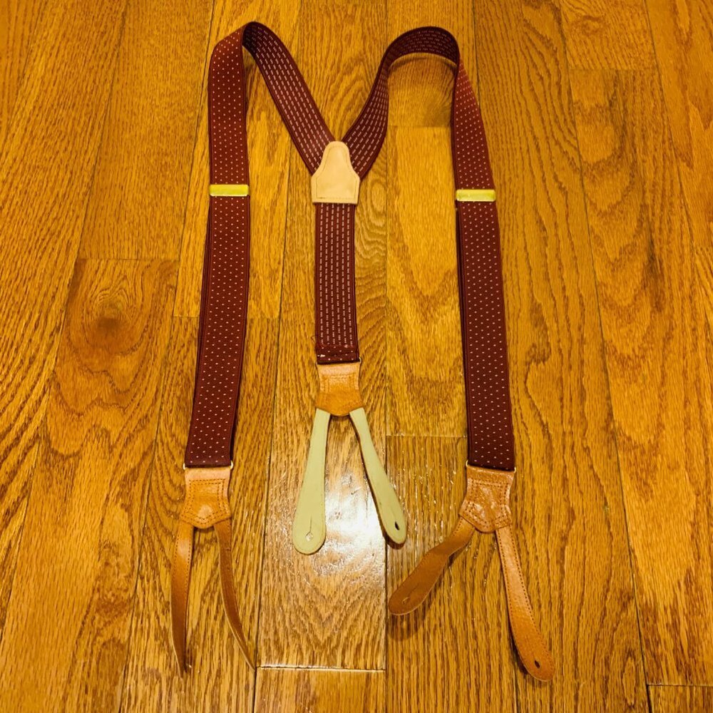 Polo Ralph Lauren Vintage Y-Back Leather & Brass Suspenders Braces